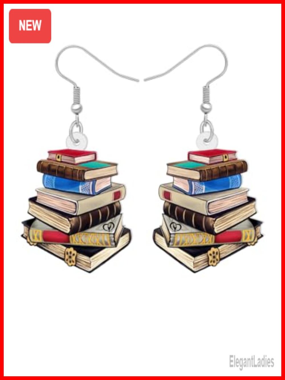 Acrylic Funny Book Earrings Dangle Drop Cute Bookshelves Jewelry